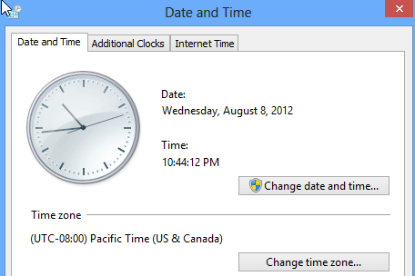 সময় পরিবর্তন উইন্ডোজ 8