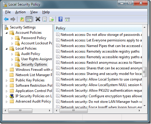 Windows 7 Local Security Policy