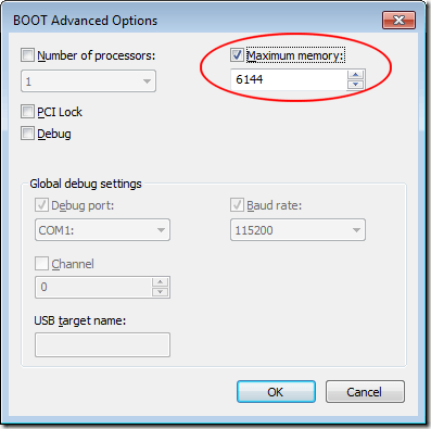 Change Maximum Memory Using Windows 7 BOOT Advanced Options