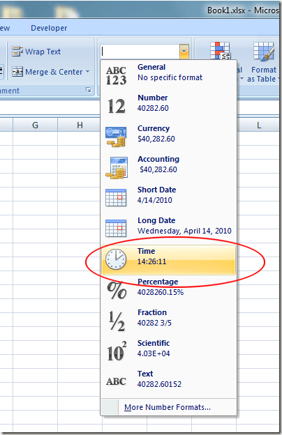 Format Cell to Time