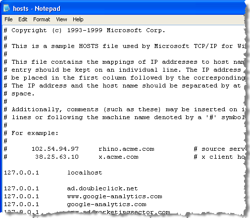 Sample HOSTS file